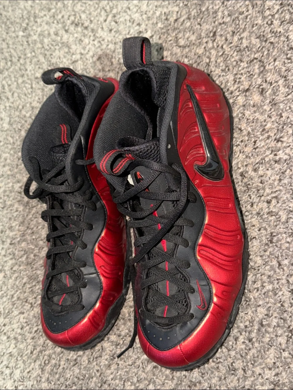 Nike Men’s Red and Black Foamposite-Style Sneakers